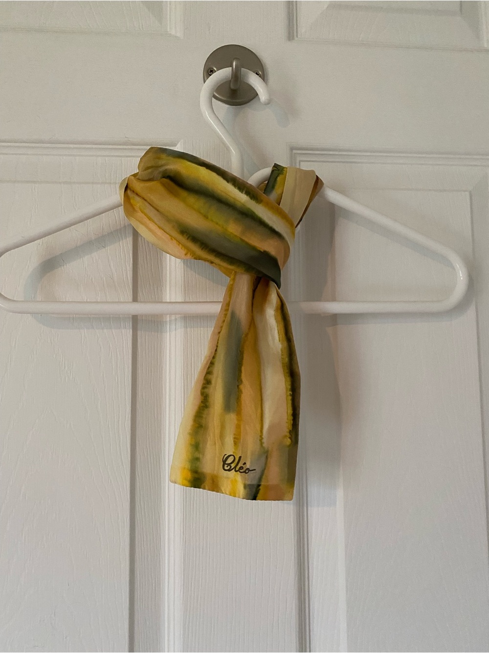Vintage Yellow & Olive Watercolor Scarf